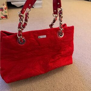 Kate Spade Red Quilted Chain Strap Tote Bag